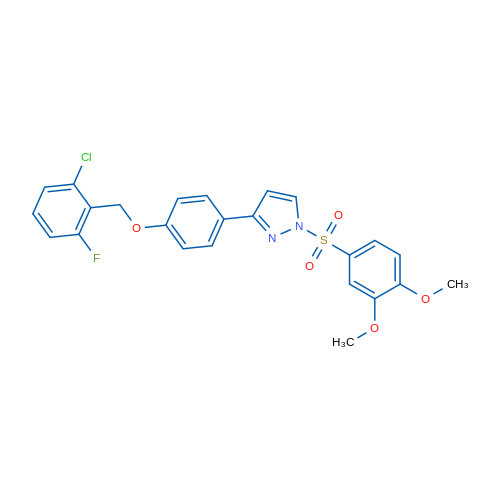 3-{4-[(2-chloro-6-fluorophenyl)methoxy]phenyl}-1-(3,4-dimethoxybenzenesulfonyl)-1H-pyrazole 1g