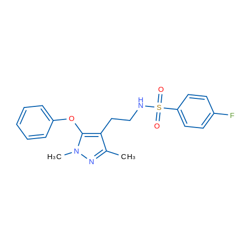 N-[2-(1,3-Dimethyl-5-phenoxy-1H-pyrazol-4-yl)ethyl]-4-fluorobenzene-1-sulfonamide 1g