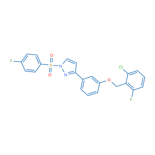 3-{3-[(2-chloro-6-fluorophenyl)methoxy]phenyl}-1-(4-fluorobenzenesulfonyl)-1H-pyrazole 1g