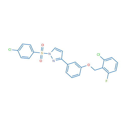 3-{3-[(2-chloro-6-fluorophenyl)methoxy]phenyl}-1-(4-chlorobenzenesulfonyl)-1H-pyrazole 1g