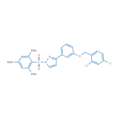 3-{3-[(2,4-dichlorophenyl)methoxy]phenyl}-1-(2,4,6-trimethylbenzenesulfonyl)-1H-pyrazole 1g