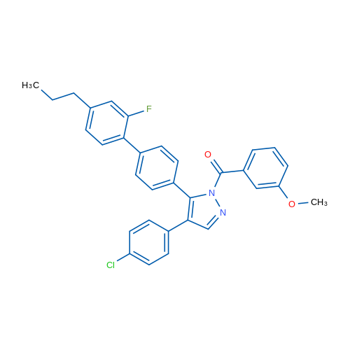 4-(4-Chlorophenyl)-5-{2'-fluoro-4'-propyl-[1,1'-biphenyl]-4-yl}-1-(3-methoxybenzoyl)-1H-pyrazole 1g