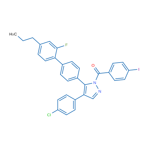 4-(4-Chlorophenyl)-5-{2'-fluoro-4'-propyl-[1,1'-biphenyl]-4-yl}-1-(4-iodobenzoyl)-1H-pyrazole 1g