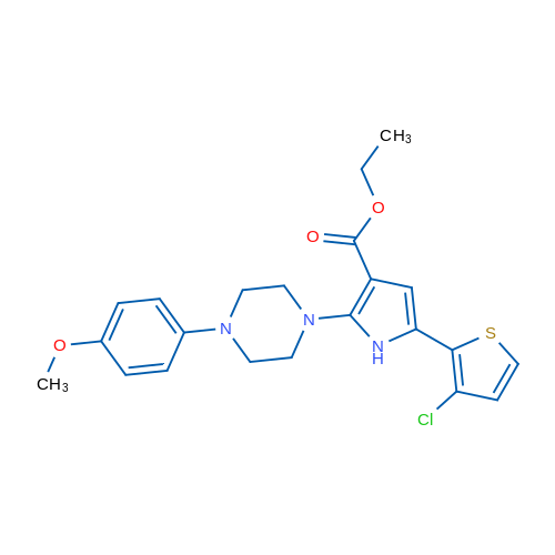 Ethyl 5-(3-chlorothiophen-2-yl)-2-[4-(4-methoxyphenyl)piperazin-1-yl]-1H-pyrrole-3-carboxylate 1g