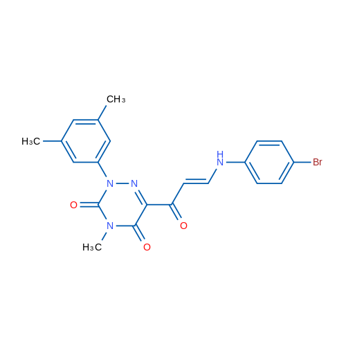 6-[(2E)-3-[(4-Bromophenyl)amino]prop-2-enoyl]-2-(3,5-dimethylphenyl)-4-methyl-2,3,4,5-tetrahydro-1,2,4-triazine-3,5-dione 1g