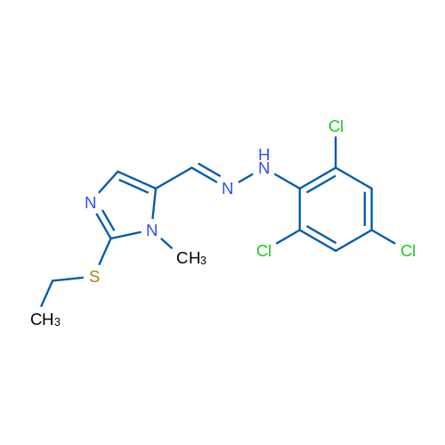 2-(Ethylsulfanyl)-1-methyl-5-[(1E)-[2-(2,4,6-trichlorophenyl)hydrazin-1-ylidene]methyl]-1H-imidazole 1g