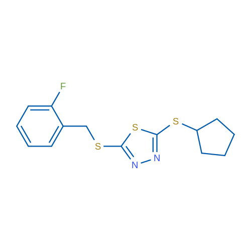 2-(Cyclopentylsulfanyl)-5-{[(2-fluorophenyl)methyl]sulfanyl}-1,3,4-thiadiazole 1g