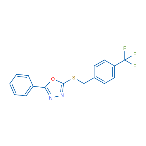 2-Phenyl-5-({[4-(trifluoromethyl)phenyl]methyl}sulfanyl)-1,3,4-oxadiazole 1g