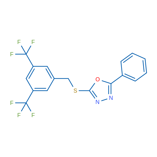 2-({[3,5-bis(trifluoromethyl)phenyl]methyl}sulfanyl)-5-phenyl-1,3,4-oxadiazole 1g