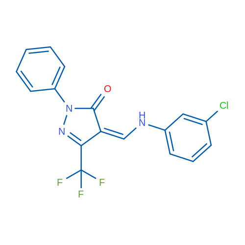 (4Z)-4-{[(3-chlorophenyl)amino]methylidene}-1-phenyl-3-(trifluoromethyl)-4,5-dihydro-1H-pyrazol-5-one 1g