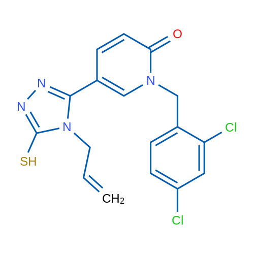 1-[(2,4-Dichlorophenyl)methyl]-5-[4-(prop-2-en-1-yl)-5-sulfanyl-4H-1,2,4-triazol-3-yl]-1,2-dihydropyridin-2-one 1g