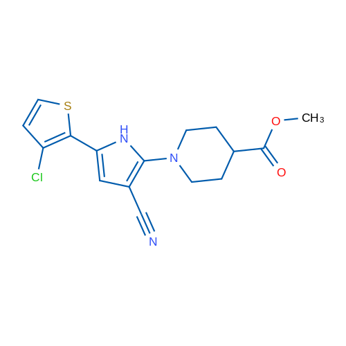 Methyl 1-[5-(3-chlorothiophen-2-yl)-3-cyano-1H-pyrrol-2-yl]piperidine-4-carboxylate 1g