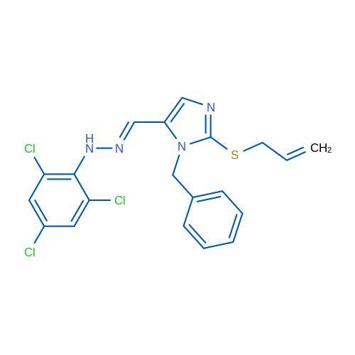 1-Benzyl-2-(prop-2-en-1-ylsulfanyl)-5-[(1E)-[2-(2,4,6-trichlorophenyl)hydrazin-1-ylidene]methyl]-1H-imidazole 1g