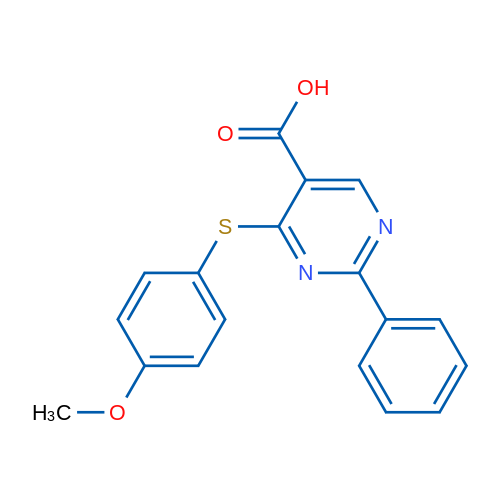 4-[(4-Methoxyphenyl)sulfanyl]-2-phenylpyrimidine-5-carboxylic acid 1g