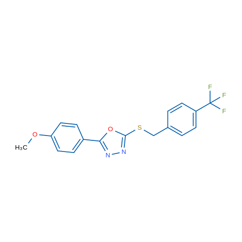 2-(4-Methoxyphenyl)-5-({[4-(trifluoromethyl)phenyl]methyl}sulfanyl)-1,3,4-oxadiazole 1g
