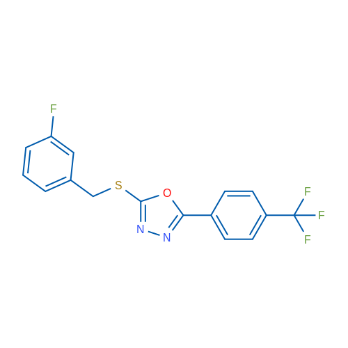 2-{[(3-fluorophenyl)methyl]sulfanyl}-5-[4-(trifluoromethyl)phenyl]-1,3,4-oxadiazole 1g