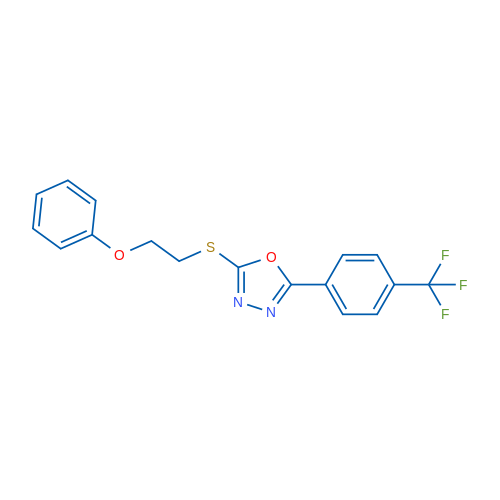 2-[(2-Phenoxyethyl)sulfanyl]-5-[4-(trifluoromethyl)phenyl]-1,3,4-oxadiazole 1g