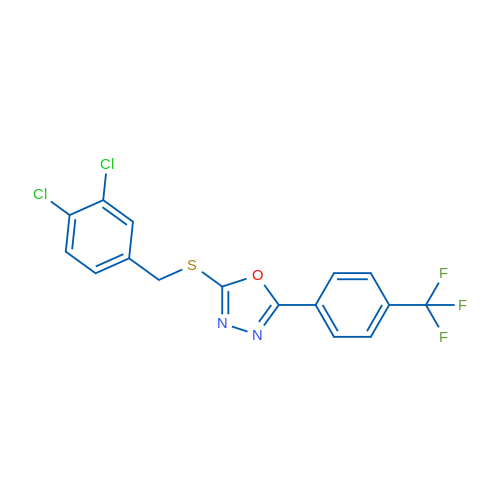2-{[(3,4-dichlorophenyl)methyl]sulfanyl}-5-[4-(trifluoromethyl)phenyl]-1,3,4-oxadiazole 1g