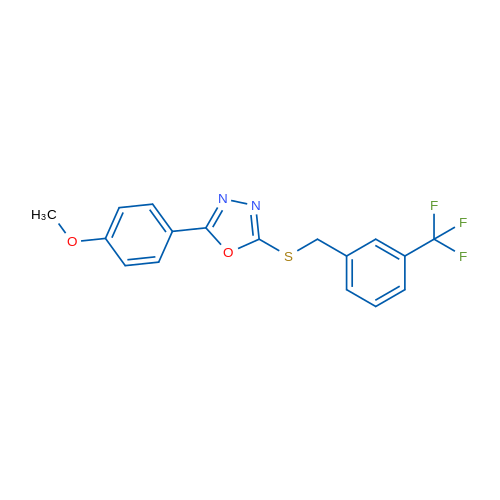 2-(4-Methoxyphenyl)-5-({[3-(trifluoromethyl)phenyl]methyl}sulfanyl)-1,3,4-oxadiazole 1g