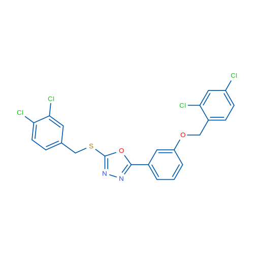 2-{3-[(2,4-dichlorophenyl)methoxy]phenyl}-5-{[(3,4-dichlorophenyl)methyl]sulfanyl}-1,3,4-oxadiazole 1g