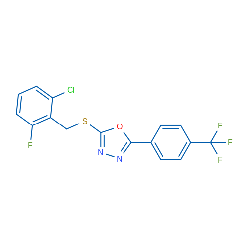 2-{[(2-chloro-6-fluorophenyl)methyl]sulfanyl}-5-[4-(trifluoromethyl)phenyl]-1,3,4-oxadiazole 1g