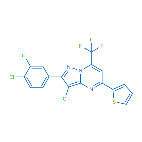 3-Chloro-2-(3,4-dichlorophenyl)-5-(thiophen-2-yl)-7-(trifluoromethyl)pyrazolo[1,5-a]pyrimidine 1g