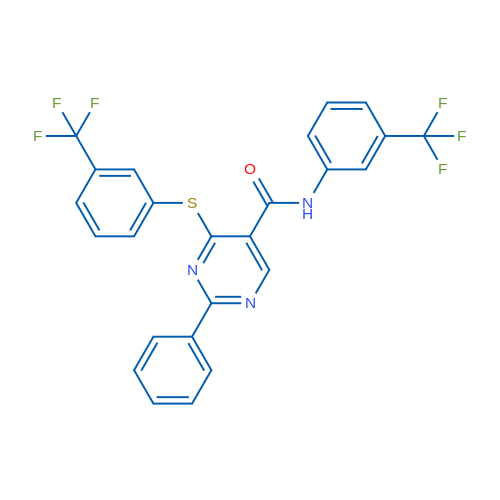 2-Phenyl-N-[3-(trifluoromethyl)phenyl]-4-{[3-(trifluoromethyl)phenyl]sulfanyl}pyrimidine-5-carboxamide 1g