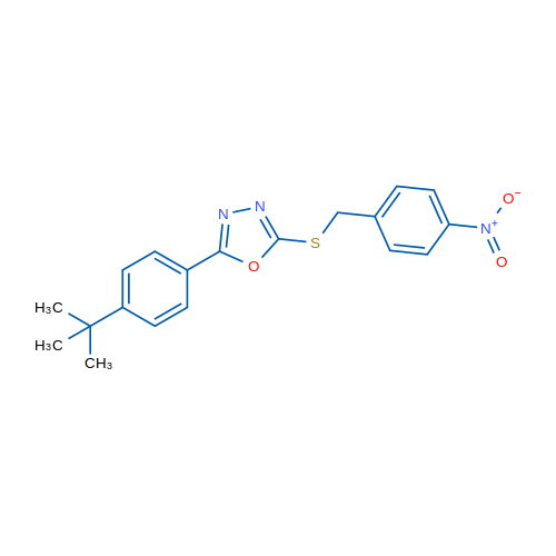 2-(4-tert-Butylphenyl)-5-{[(4-nitrophenyl)methyl]sulfanyl}-1,3,4-oxadiazole 1g