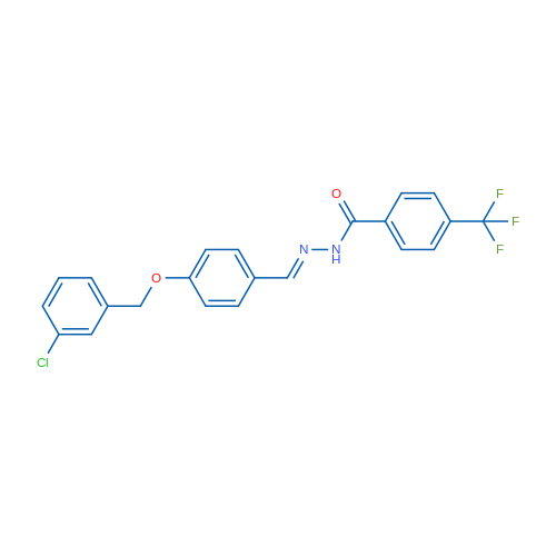 N'-[(1E)-{4-[(3-chlorophenyl)methoxy]phenyl}methylidene]-4-(trifluoromethyl)benzohydrazide 1g