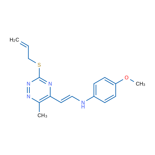 4-Methoxy-N-[(E)-2-[6-methyl-3-(prop-2-en-1-ylsulfanyl)-1,2,4-triazin-5-yl]ethenyl]aniline 1g