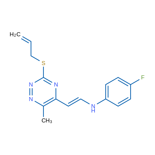 4-Fluoro-N-[(E)-2-[6-methyl-3-(prop-2-en-1-ylsulfanyl)-1,2,4-triazin-5-yl]ethenyl]aniline 1g