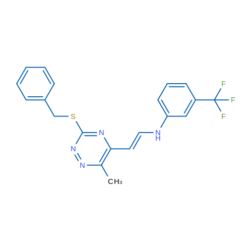 N-[(E)-2-[3-(Benzylsulfanyl)-6-methyl-1,2,4-triazin-5-yl]ethenyl]-3-(trifluoromethyl)aniline 1g