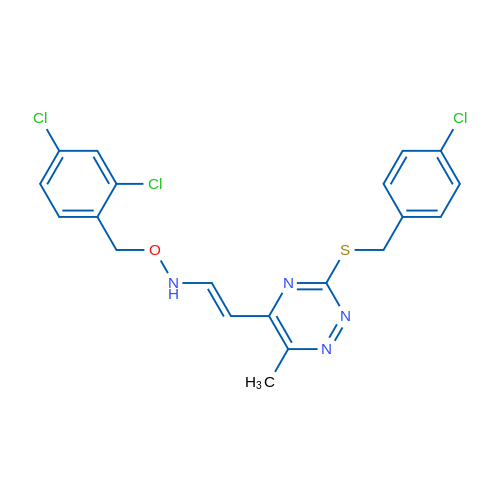 [(E)-2-(3-{[(4-chlorophenyl)methyl]sulfanyl}-6-methyl-1,2,4-triazin-5-yl)ethenyl][(2,4-dichlorophenyl)methoxy]amine 1g