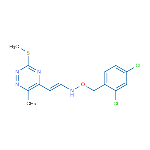[(2,4-Dichlorophenyl)methoxy][(E)-2-[6-methyl-3-(methylsulfanyl)-1,2,4-triazin-5-yl]ethenyl]amine 1g