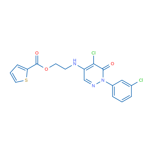2-{[5-chloro-1-(3-chlorophenyl)-6-oxo-1,6-dihydropyridazin-4-yl]amino}ethyl thiophene-2-carboxylate 1g