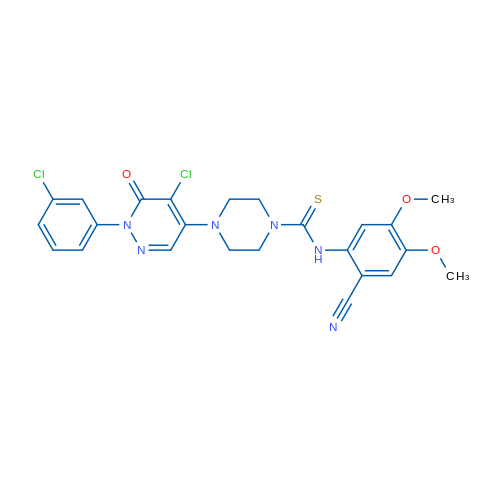 4-[5-Chloro-1-(3-chlorophenyl)-6-oxo-1,6-dihydropyridazin-4-yl]-N-(2-cyano-4,5-dimethoxyphenyl)piperazine-1-carbothioamide 1g