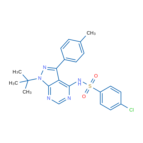 N-[1-tert-Butyl-3-(4-methylphenyl)-1H-pyrazolo[3,4-d]pyrimidin-4-yl]-4-chlorobenzene-1-sulfonamide 1g