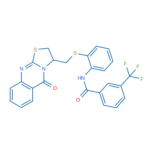 N-{2-[({5-oxo-2H,3H,5H-[1,3]thiazolo[2,3-b]quinazolin-3-yl}methyl)sulfanyl]phenyl}-3-(trifluoromethyl)benzamide 1g