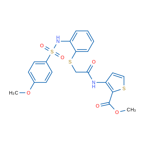 Methyl 3-(2-{[2-(4-methoxybenzenesulfonamido)phenyl]sulfanyl}acetamido)thiophene-2-carboxylate 1g