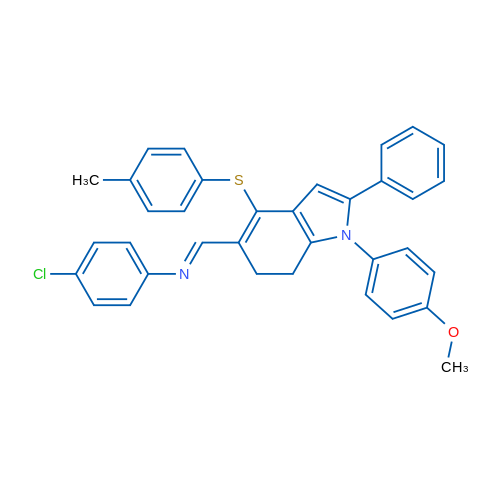 (1E)-N-(4-Chlorophenyl)-1-[1-(4-methoxyphenyl)-4-[(4-methylphenyl)sulfanyl]-2-phenyl-6,7-dihydro-1H-indol-5-yl]methanimine 1g