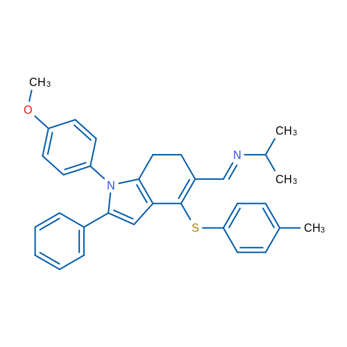 (E)-{[1-(4-methoxyphenyl)-4-[(4-methylphenyl)sulfanyl]-2-phenyl-6,7-dihydro-1H-indol-5-yl]methylidene}(propan-2-yl)amine 1g