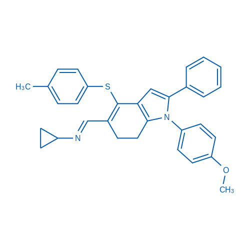 (1E)-N-Cyclopropyl-1-[1-(4-methoxyphenyl)-4-[(4-methylphenyl)sulfanyl]-2-phenyl-6,7-dihydro-1H-indol-5-yl]methanimine 1g