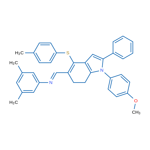 (1E)-N-(3,5-Dimethylphenyl)-1-[1-(4-methoxyphenyl)-4-[(4-methylphenyl)sulfanyl]-2-phenyl-6,7-dihydro-1H-indol-5-yl]methanimine 1g