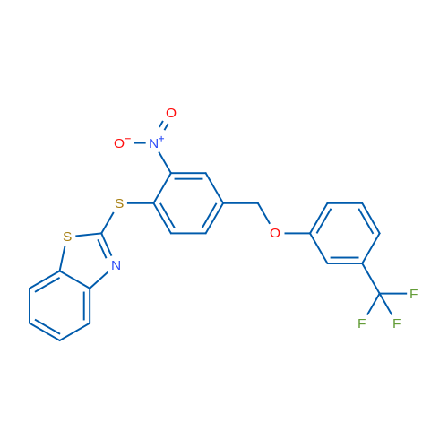 2-[(2-Nitro-4-{[3-(trifluoromethyl)phenoxy]methyl}phenyl)sulfanyl]-1,3-benzothiazole 1g
