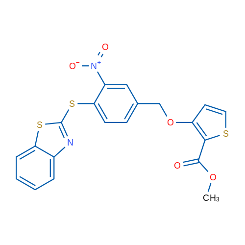Methyl 3-{[4-(1,3-benzothiazol-2-ylsulfanyl)-3-nitrophenyl]methoxy}thiophene-2-carboxylate 1g