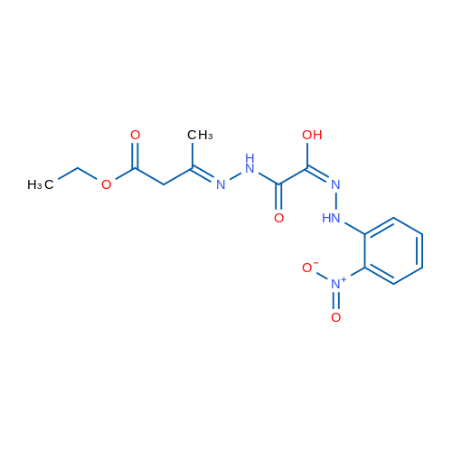 Ethyl (3E)-3-({[(E)-(2-nitrophenyl)-C-hydroxycarbonohydrazonoyl]formamido}imino)butanoate 1g