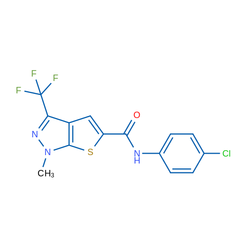 N-(4-Chlorophenyl)-1-methyl-3-(trifluoromethyl)-1H-thieno[2,3-c]pyrazole-5-carboxamide 1g