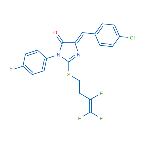 (4Z)-4-[(4-Chlorophenyl)methylidene]-1-(4-fluorophenyl)-2-[(3,4,4-trifluorobut-3-en-1-yl)sulfanyl]-4,5-dihydro-1H-imidazol-5-one 1g