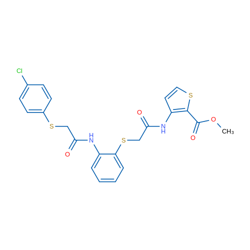Methyl 3-{2-[(2-{2-[(4-chlorophenyl)sulfanyl]acetamido}phenyl)sulfanyl]acetamido}thiophene-2-carboxylate 1g