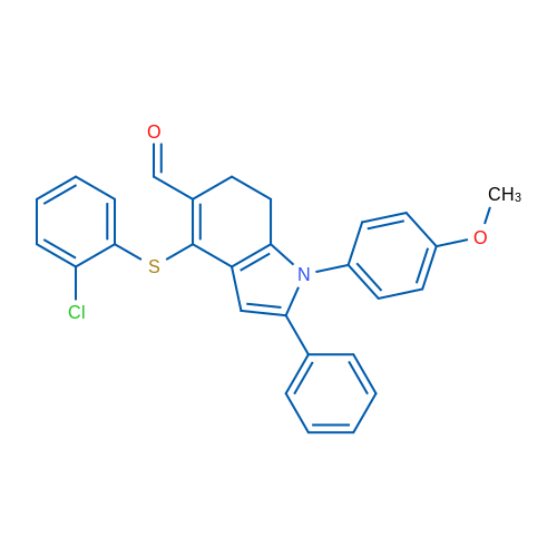 4-[(2-Chlorophenyl)sulfanyl]-1-(4-methoxyphenyl)-2-phenyl-6,7-dihydro-1H-indole-5-carbaldehyde 1g
